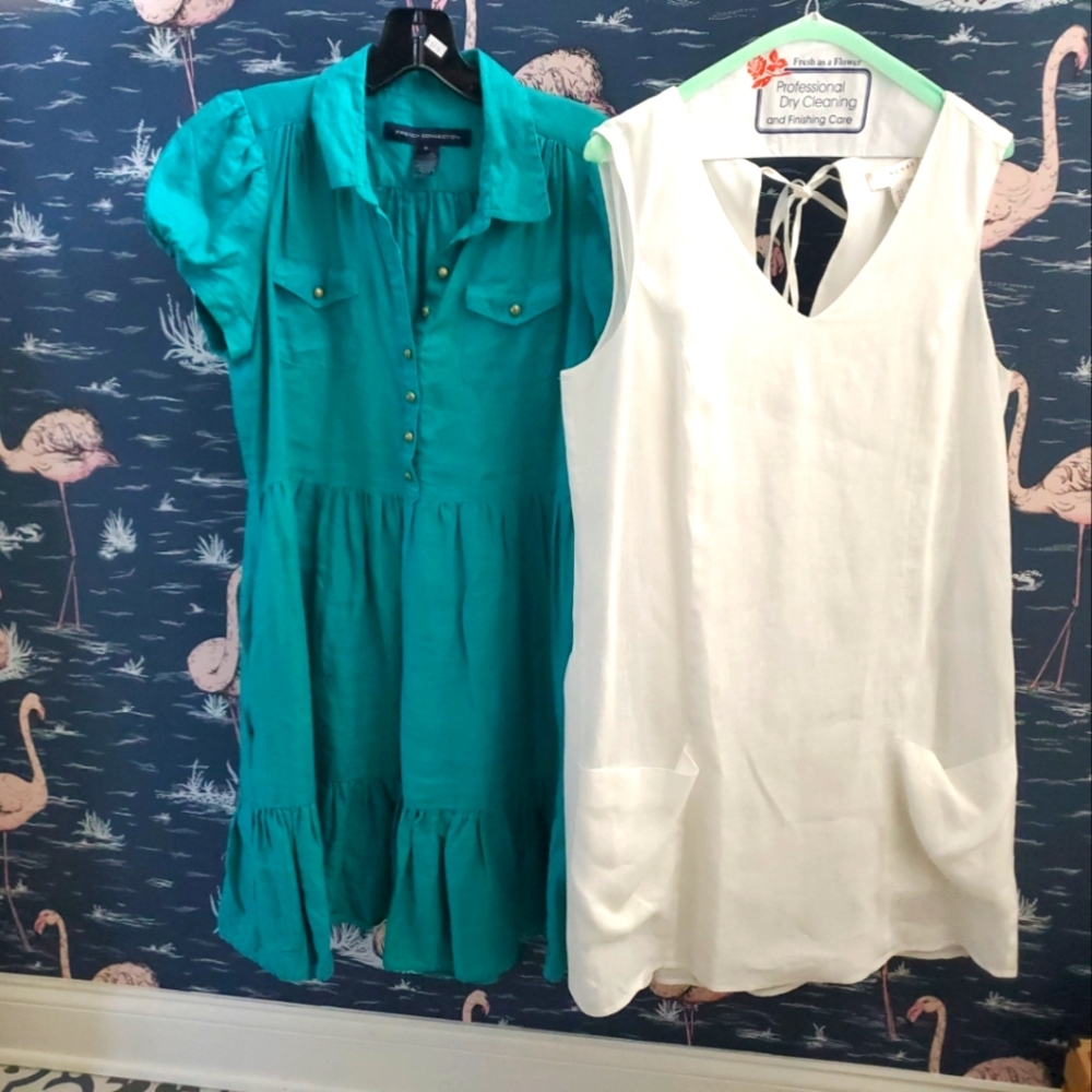 2 Linen Dress Bundle : French Connection & Kenar  Size: Small (4 & 6)